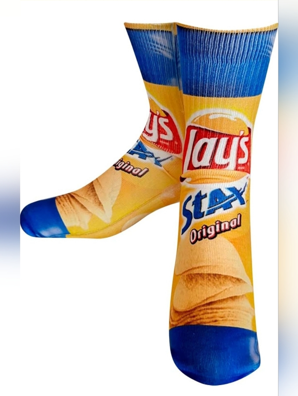 Lays Stax Original Novelty Crew Socks - Yellow & Blue